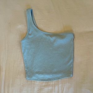 olive green/blue one strap crop top